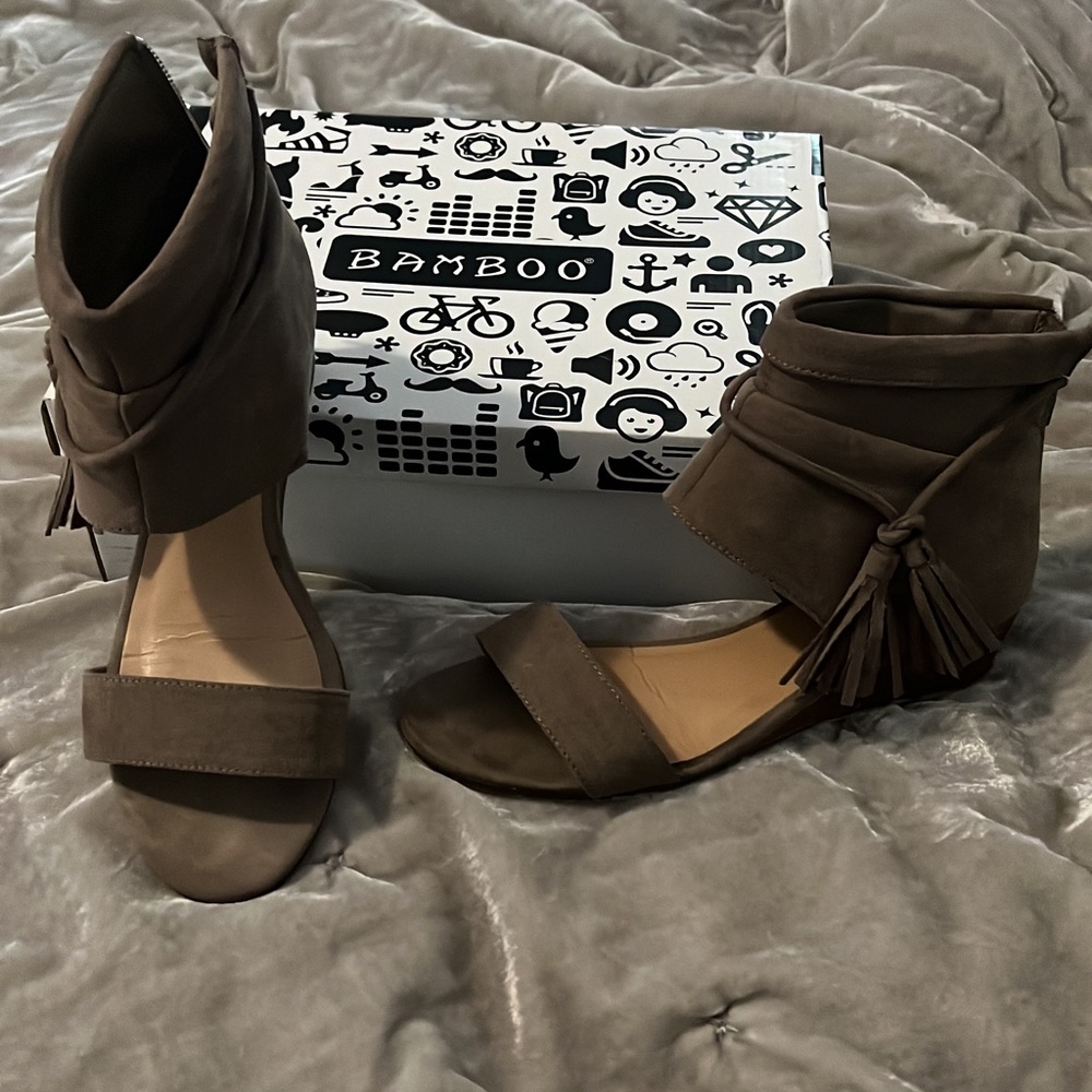 Taupe bootie sandal